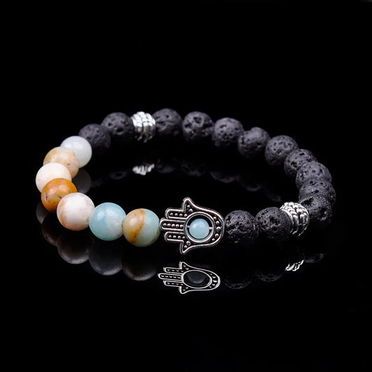 Amazonite Lava Stone Natural Beaded Bracelet