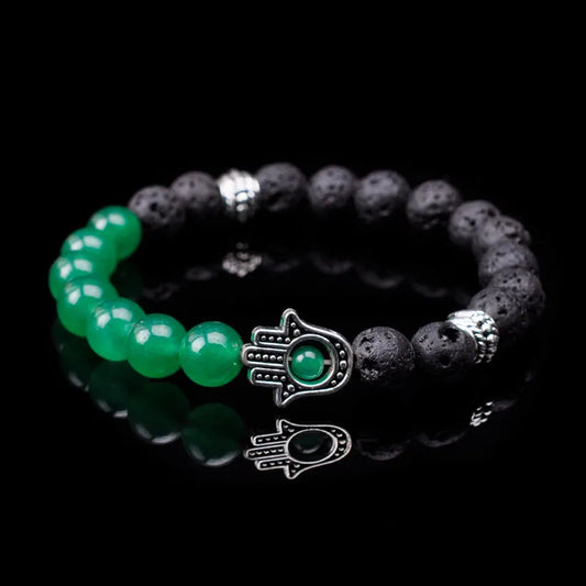 Green Aventurine Lava Stone Natural Beaded Bracelet