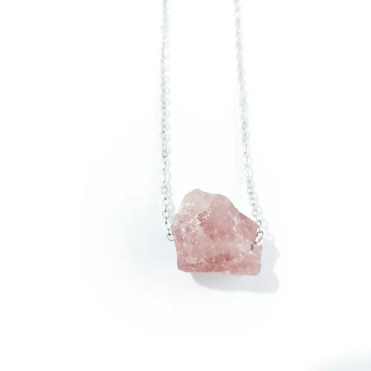 Artisan Crafted Strawberry Quartz Charm Necklace