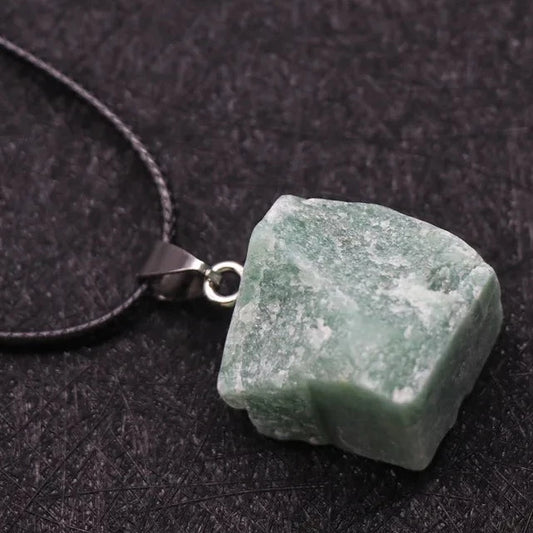 Green Aventurine Natural Rough Stone Necklace