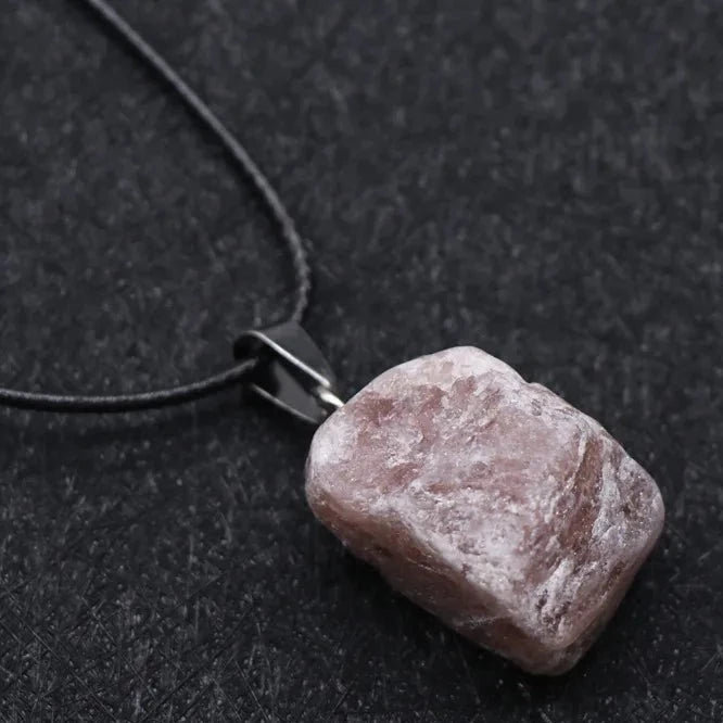 Strawberry Quartz Natural Rough Stone Necklace