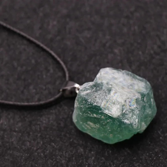 Fluorite Natural Rough Stone Necklace