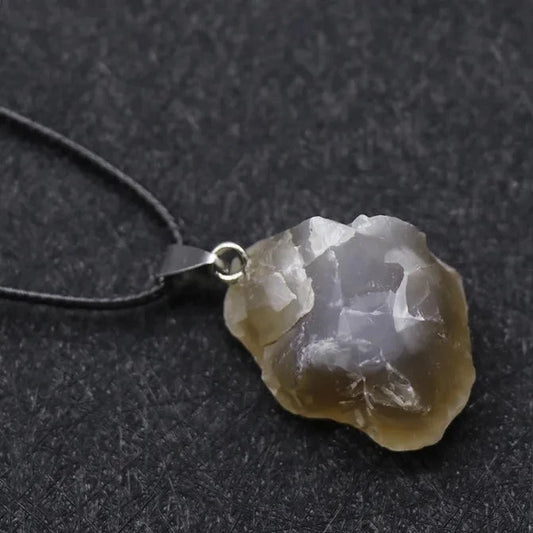 Gray Agate Natural Rough Stone Necklace