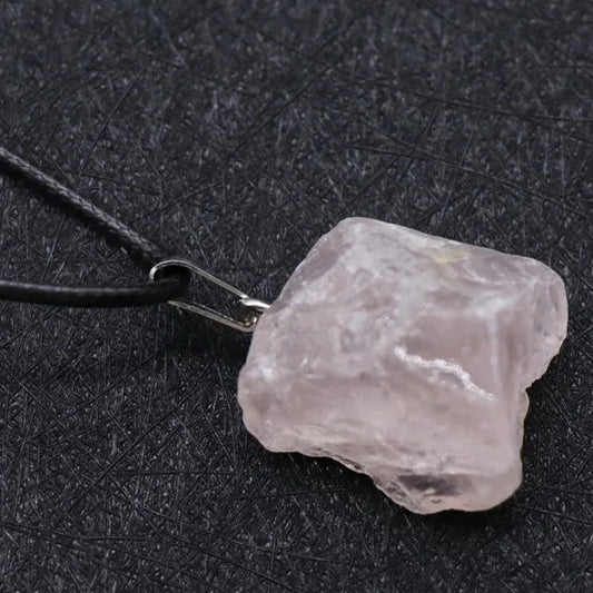 Rose Quartz Natural Rough Stone Necklace