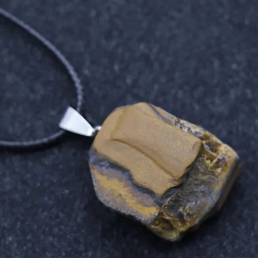 Tiger Eye Natural Rough Stone Necklace