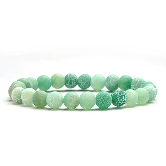 Green Weathered Agate Natural Stone Beaded Bracelet