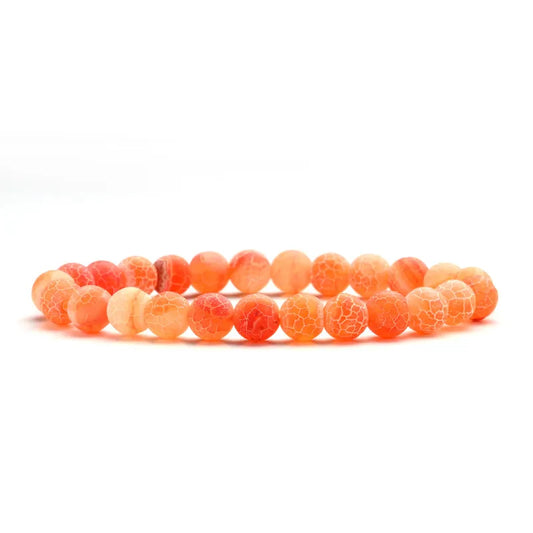 Orange Weathered Agate Natural Stone Beaded Bracelet