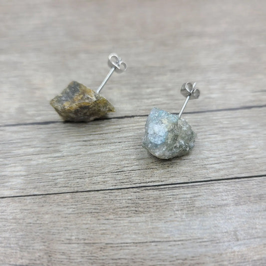 Protective Spark: Artisan Labradorite Stud Earrings for Shielding Energy