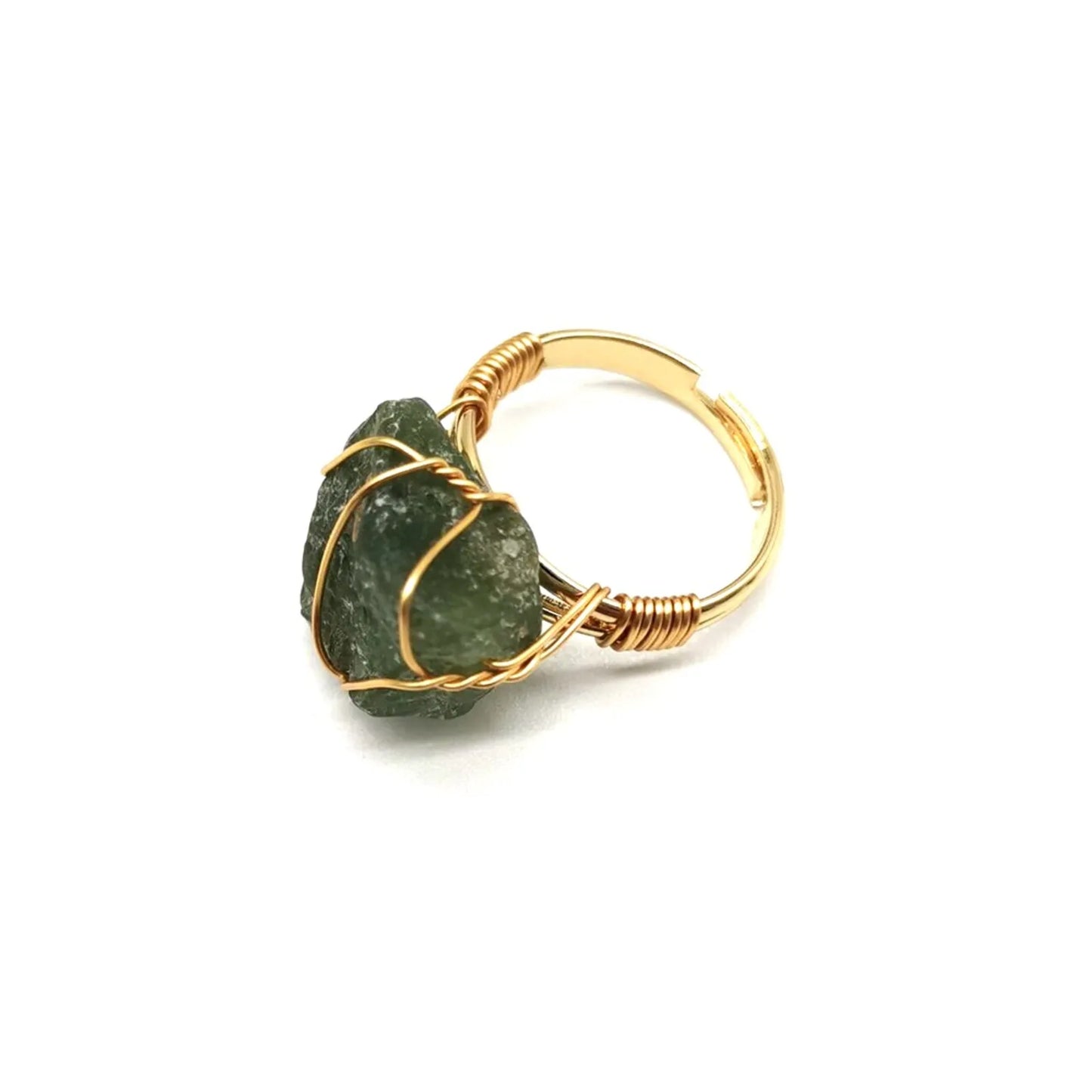 Vibrant Transformation: Handcrafted Olivine Stone Ring with Adjustable Opening