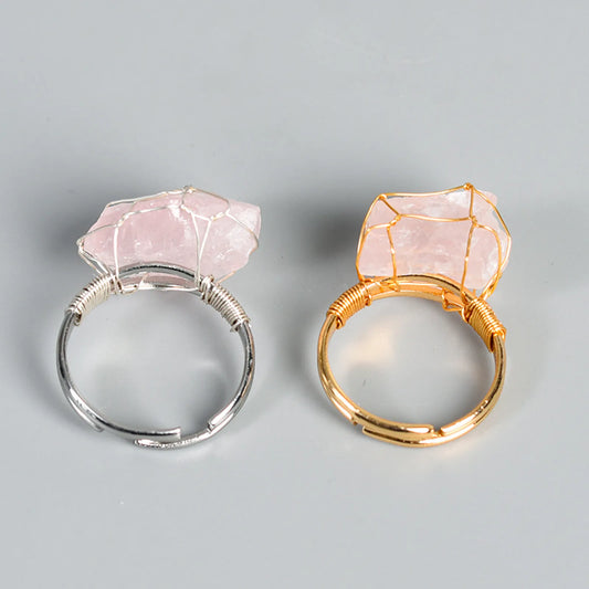 Radiant Compassion: Adjustable Rose Quartz Ring for Self-Love and Empathy