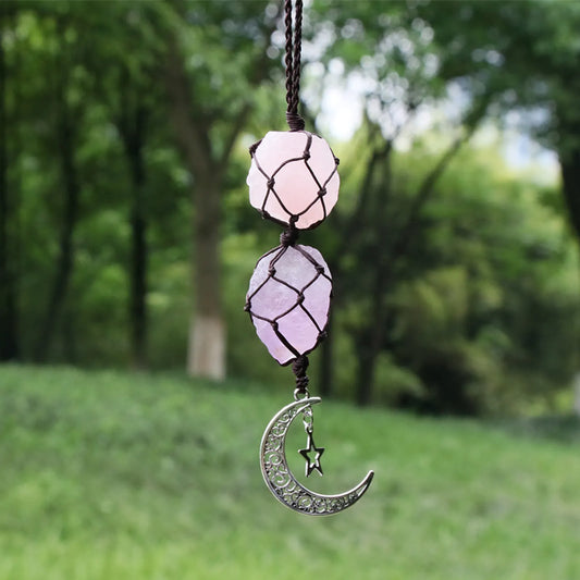 Calming Balance: Rose Quartz and Amethyst Sun Catcher (Coffee Color Line)