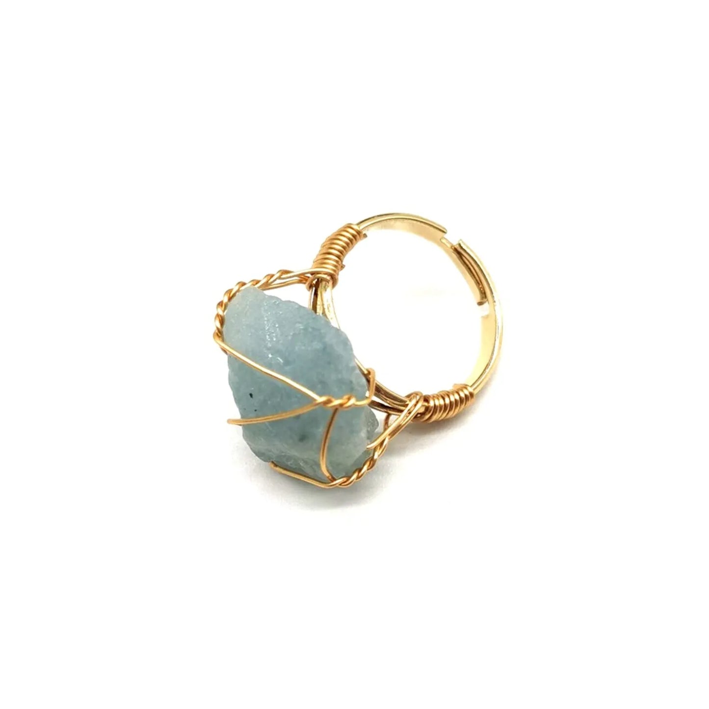 Peaceful Oasis: Adjustable Aquamarine Crystal Ring for Tranquil Vibes