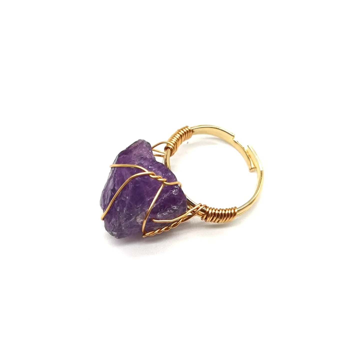 Harmonious Balance of Energy: Adjustable Deep Amethyst Crystal Ring