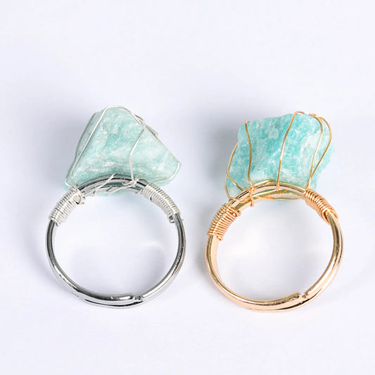 Radiant Empathy: Adjustable Amazonite Crystal Ring for Compassion and Understanding