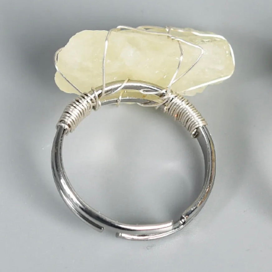 Vibrant Success: Adjustable Citrine Crystal Ring for Achievement and Growth