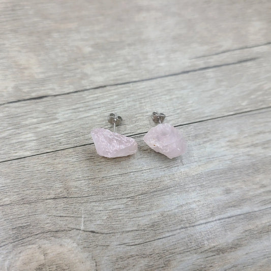 Harmonious Union: Artisan Crafted Rose Quartz Stud Earrings for Love and Balance