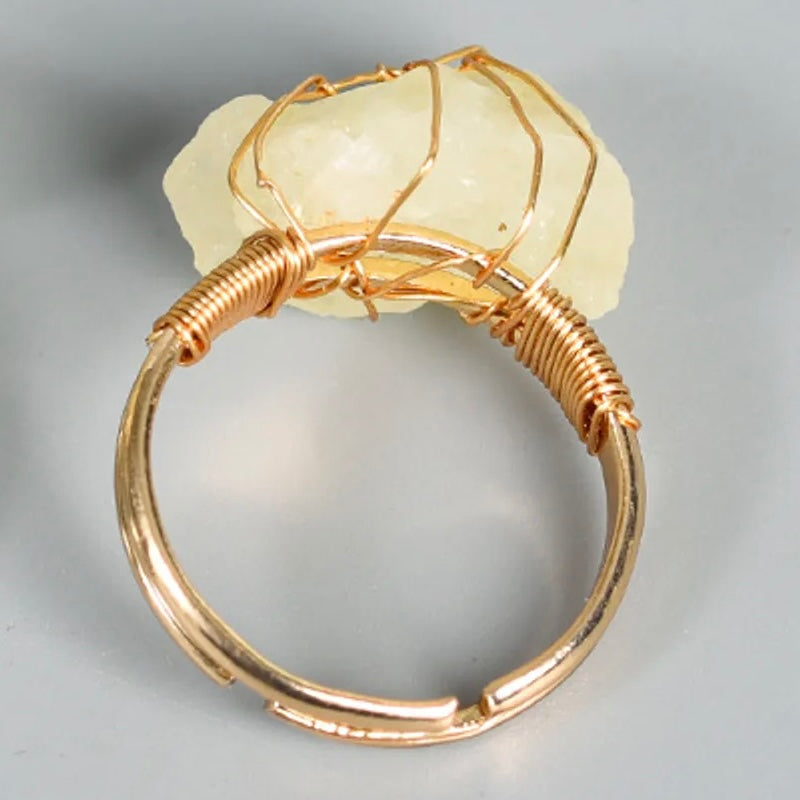 Vibrant Success: Adjustable Citrine Crystal Ring for Achievement and Growth