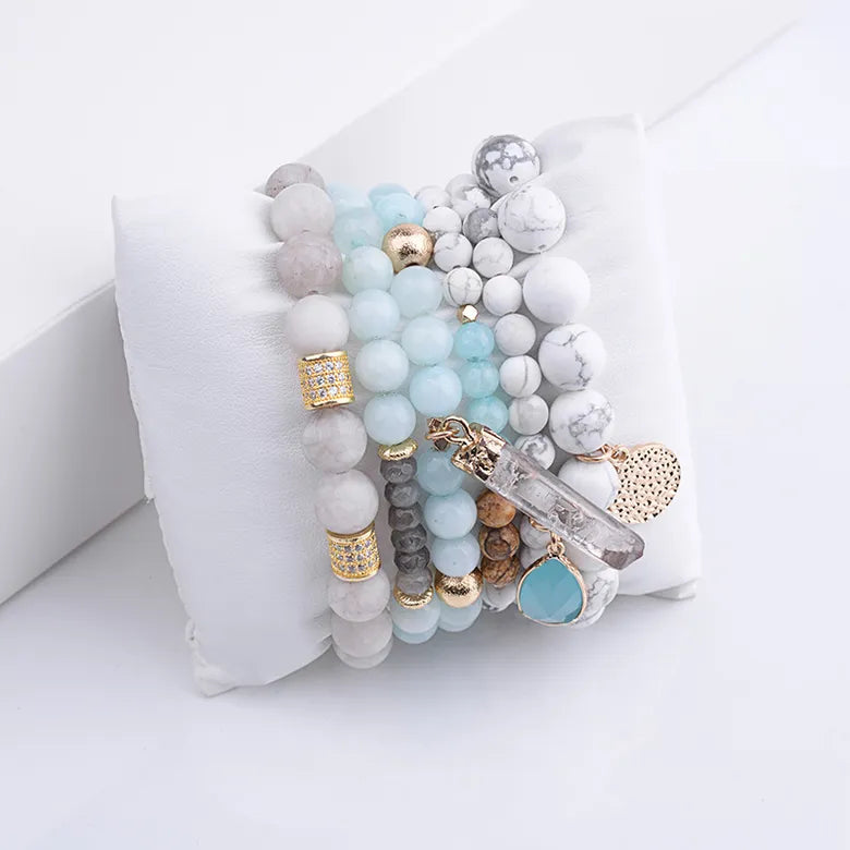 Brahma’s Creation: Amazonite, Clear Quartz, and Howlite Bracelet