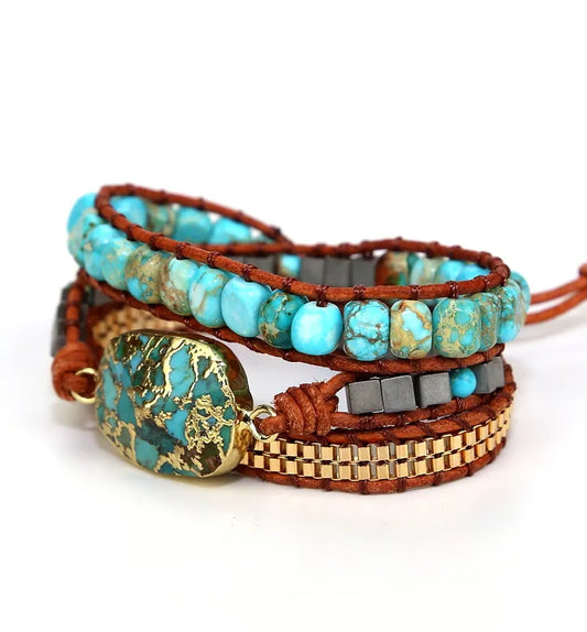 Serenity of Ganesha: Turquoise Natural Crystal Bracelet For Spiritual Expansion