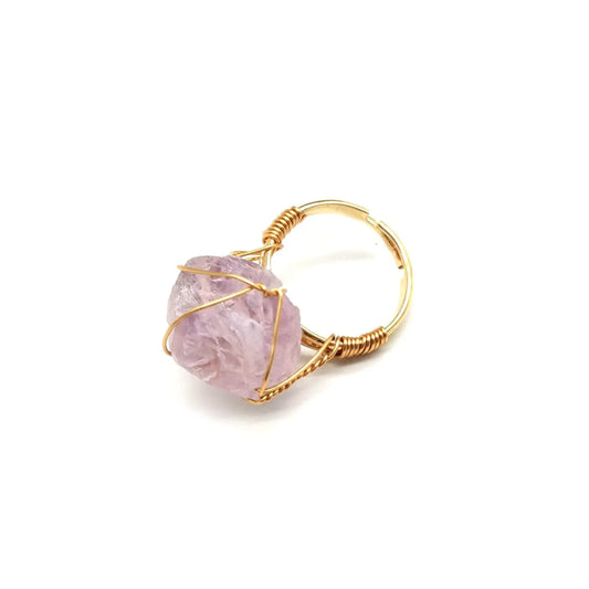 Royal Elegance: Natural Amethyst Stone Ring with Adjustable Opening