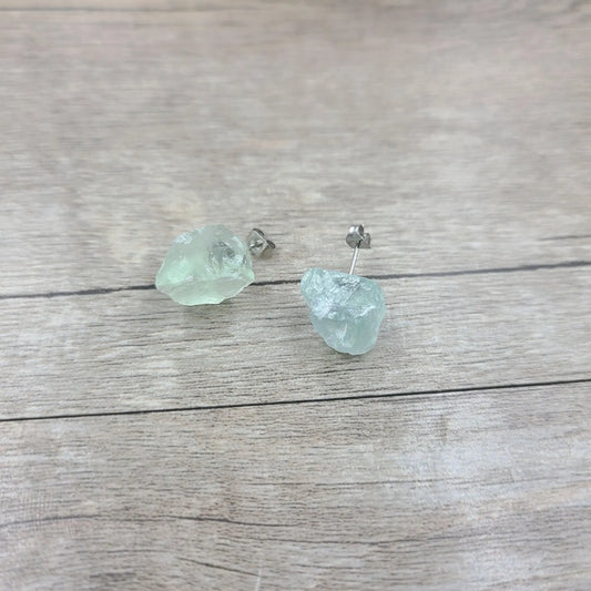 Mystical Aura: Pure Natural Fluorite Crystal Earrings