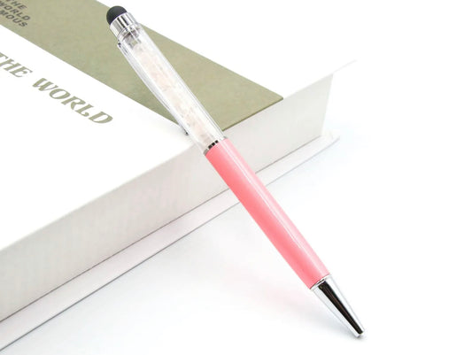 Embody Unconditional Love: Crystal Rose Quartz Gravel Gem Ballpoint Pen Stylus