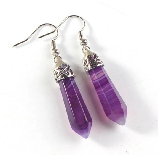 Cosmic Connection: Purple Agate Earrings for Spiritual Alignment