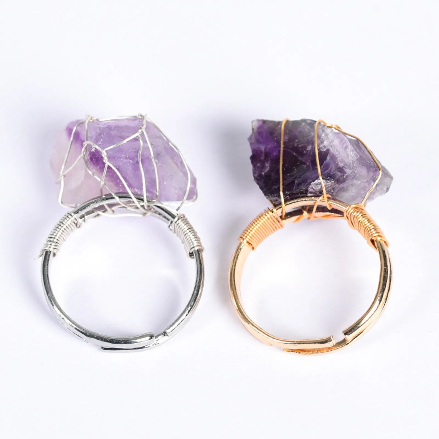 Majestic Beauty: Adjustable Amethyst Crystal Ring for Regal Presence