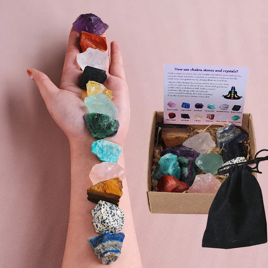 12-Piece Raw Chakra Stone Crystal Gift Set