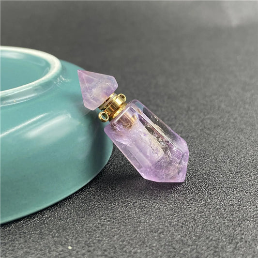 Euphoric Whispers: Natural Amethyst Perfume Bottle (4-Inch)