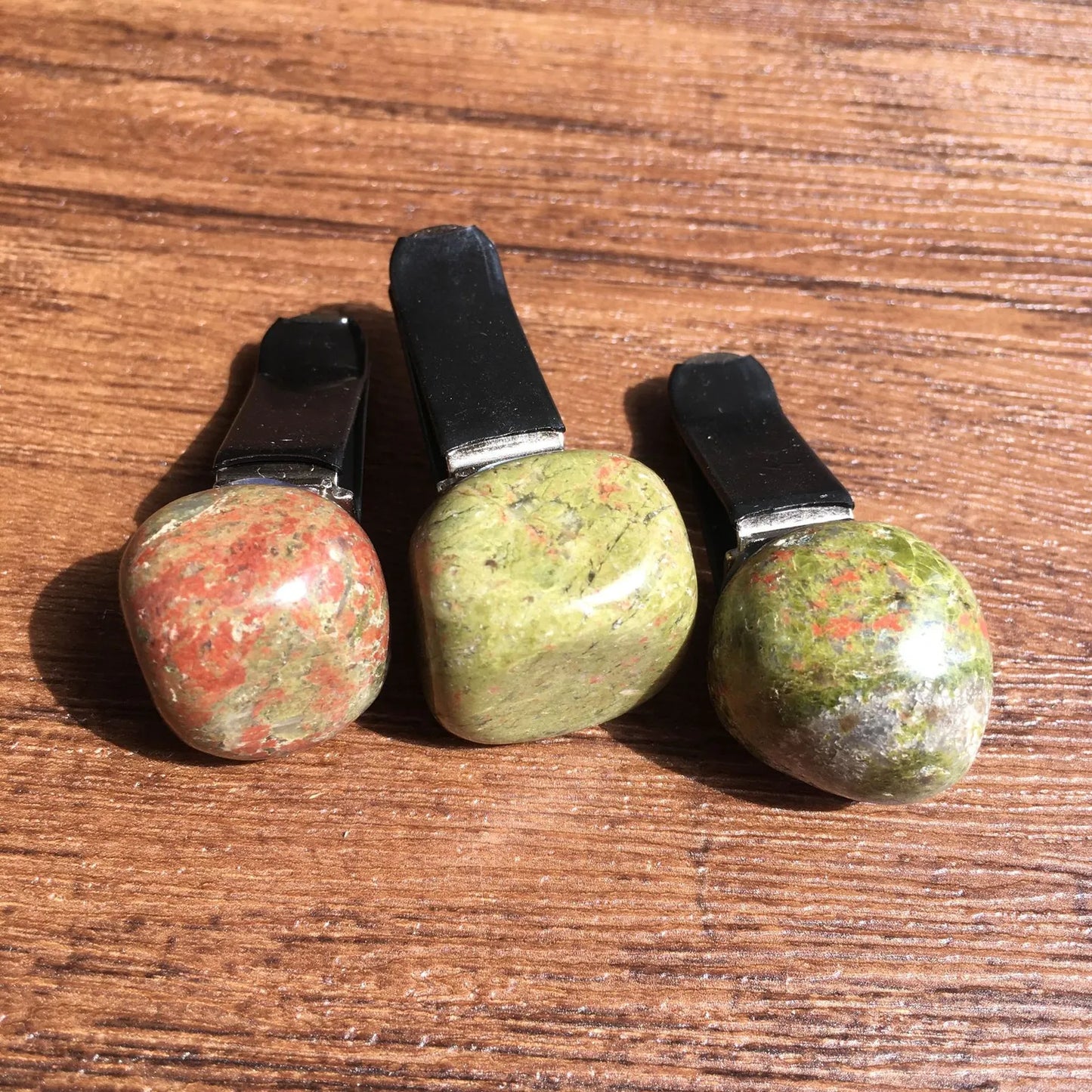 Healing Harmony: Natural Unakite Crystal Vent Clip for Balanced Drives (1 Clip)