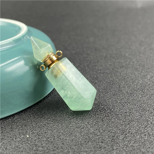 Celestial Charm: Natural Fluorite Crystal Perfume Bottle (4-Inch)