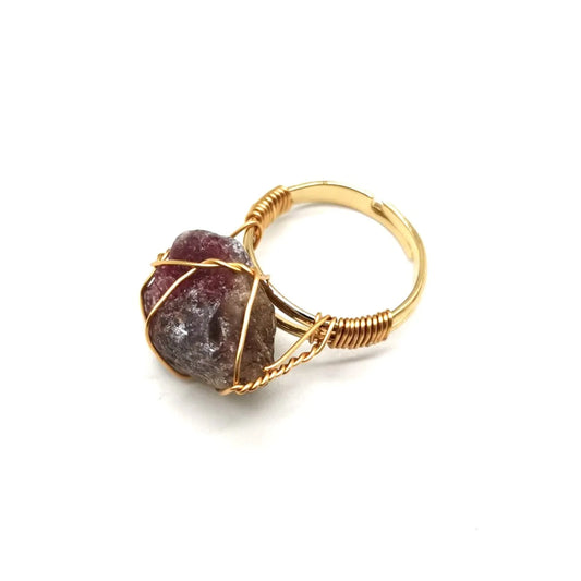 Radiant Protection: Adjustable Tourmaline Crystal Ring for Energy Shielding