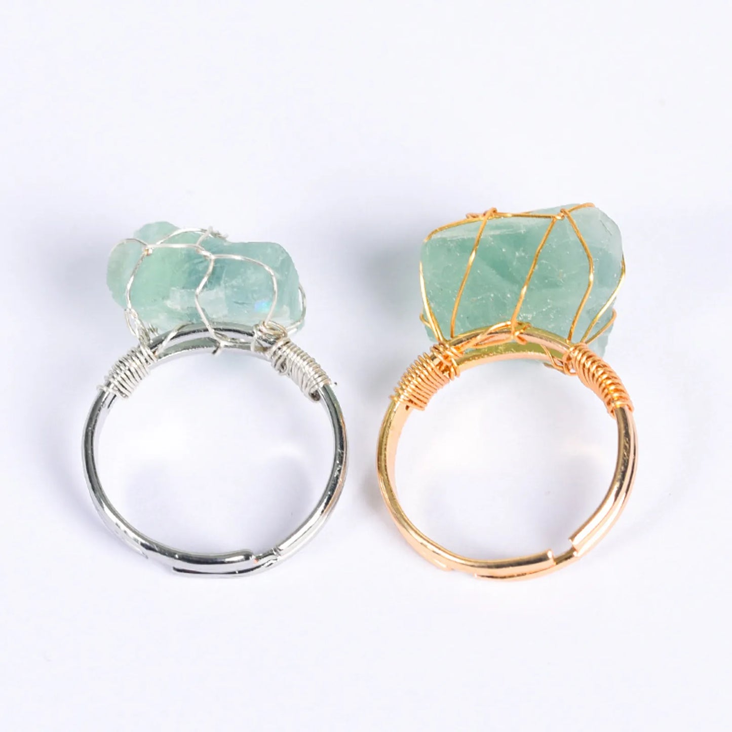 Vibrant Harmony: Adjustable Fluorite Natural Crystal Ring for Balance and Peace