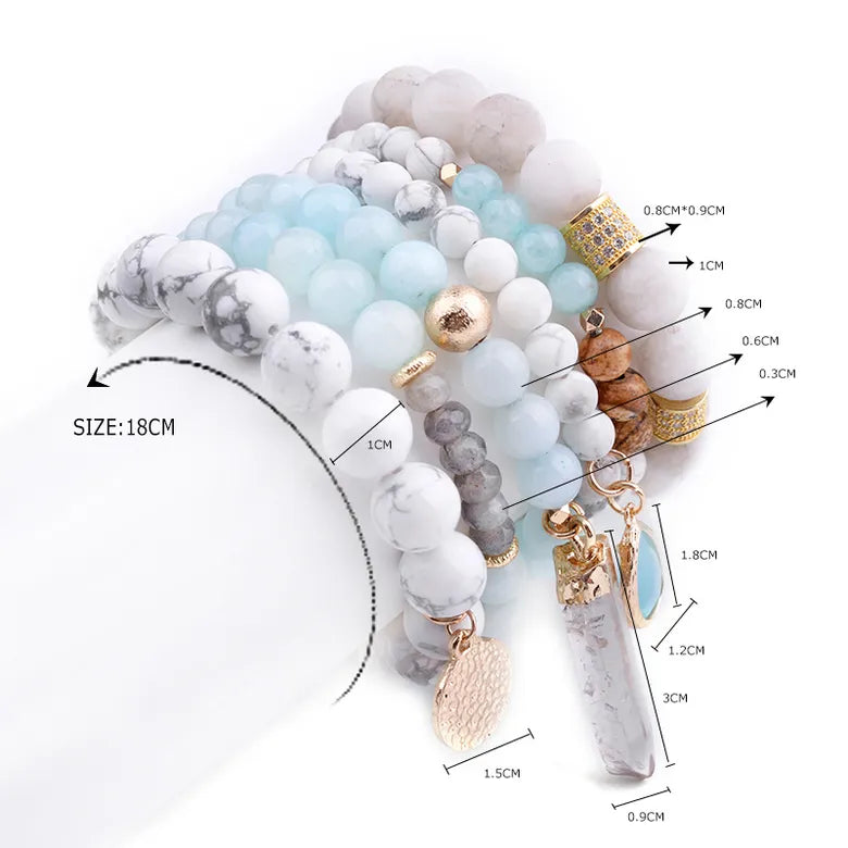 Brahma’s Creation: Amazonite, Clear Quartz, and Howlite Bracelet