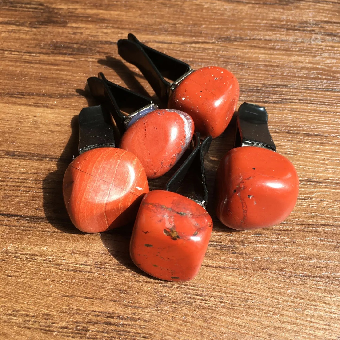 Stay Grounded on the Go: Natural Red Jasper Crystal Air Vent Clip for Stability (1 Clip)