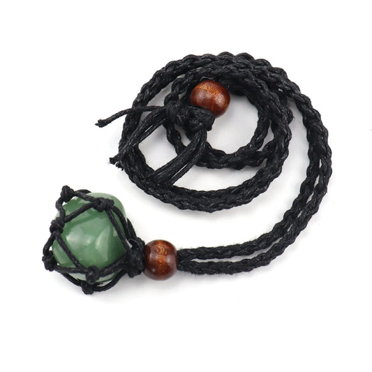 Infuse Vitality and Luck: Green Aventurine Crystal Pendant Rope Necklace