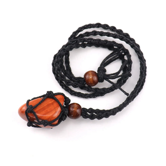 Enhance Root Chakra: Natural Red Jasper Crystal Stone Pendant Rope Necklace