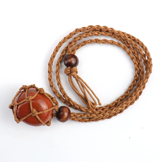 Vitality and Vitalization: Red Jasper Crystal Pendant Rope Necklace