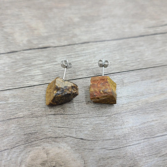 Clearing the Path: Artisan Tiger Eye Stud Earrings for Negative Energy Release