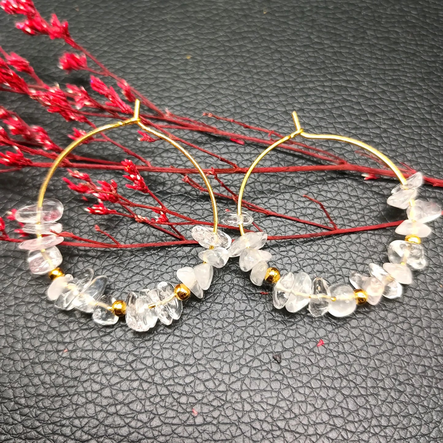 Hoop of Clarity: Clear Quartz Natural Crystal Hoop Earrings for Amplified Energy