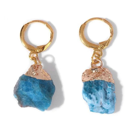 Ethereal Elegance: Blue Apatite Natural Stone Drop Earrings