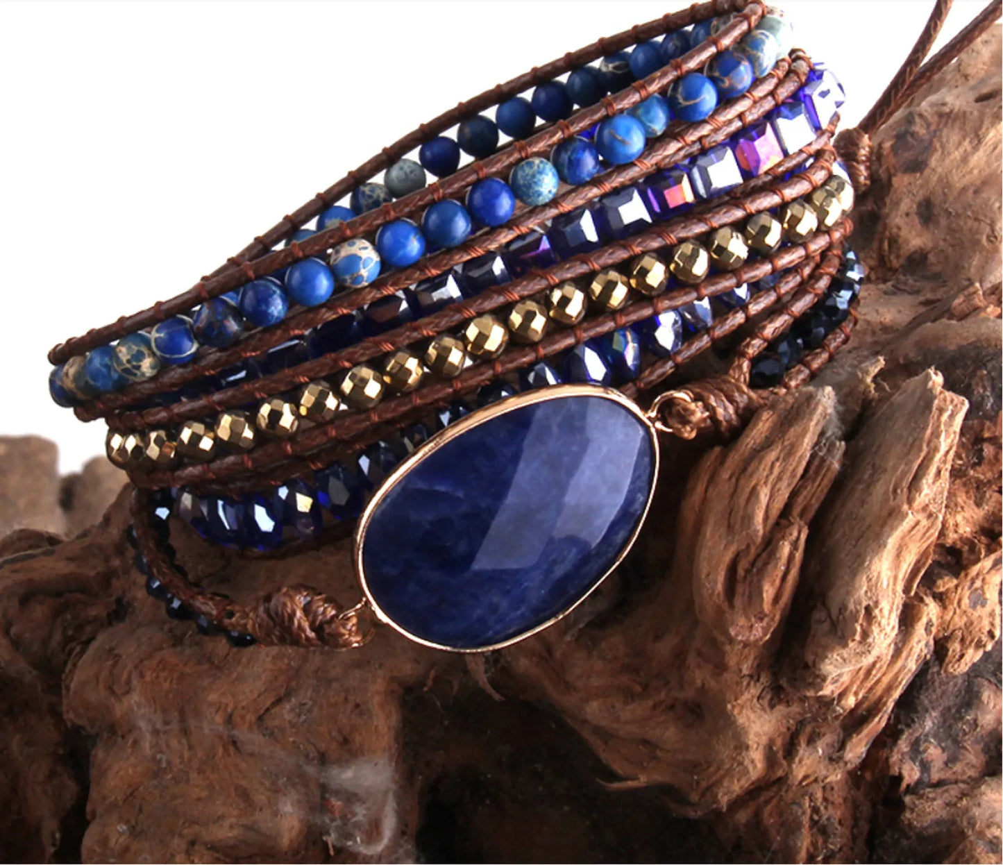 Regal Insight: Artisan-Crafted Lapis Lazuli Stone Bracelet for Enhancing Inner Vision and Communication