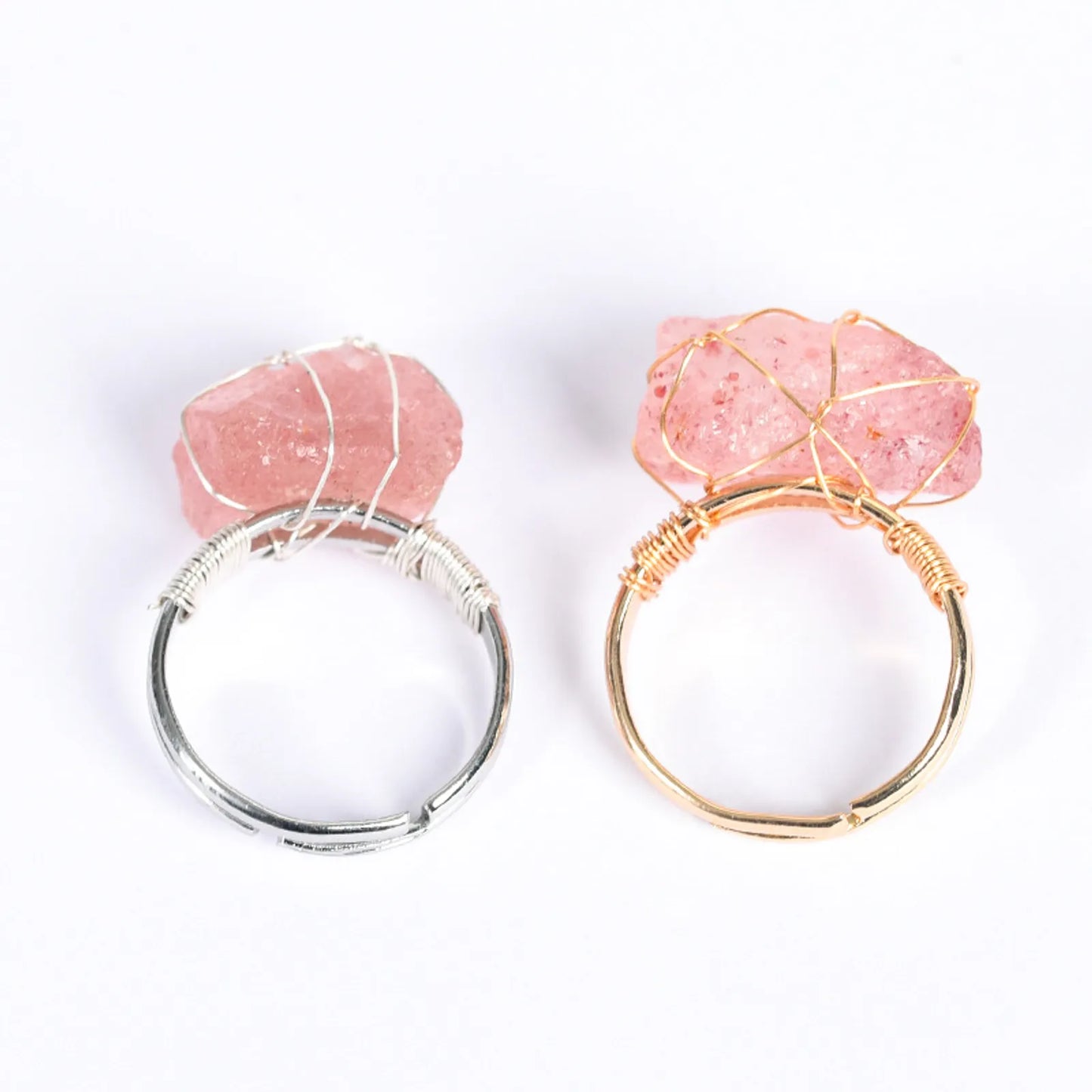 Berry Bliss: Adjustable Strawberry Quartz Crystal Ring for Nurturing Energy